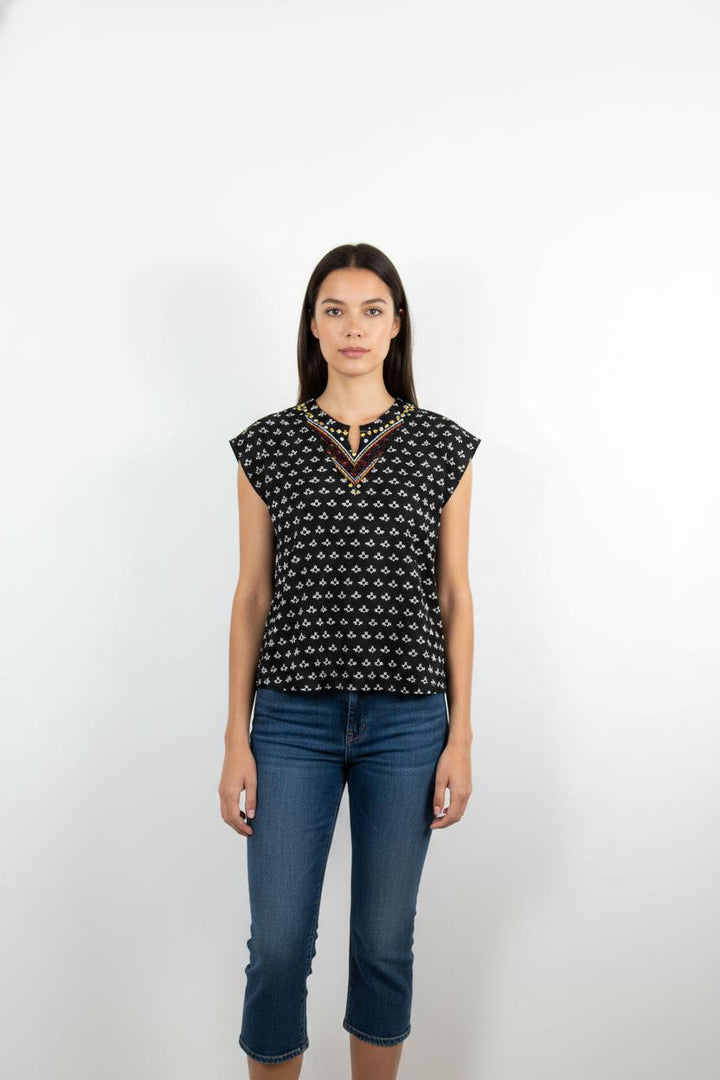 Blouse Noire et Blanche - Taille S/36