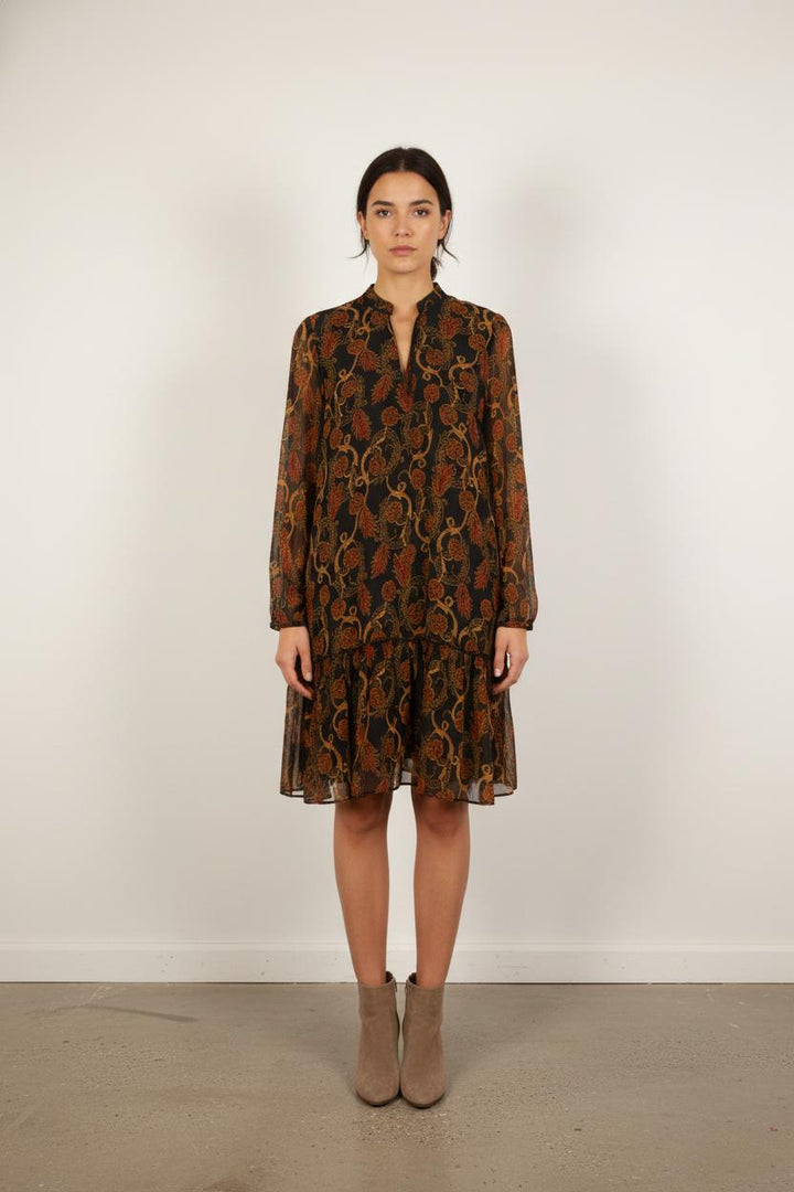 Robe Midi Noire et Orange - Taille XL/42