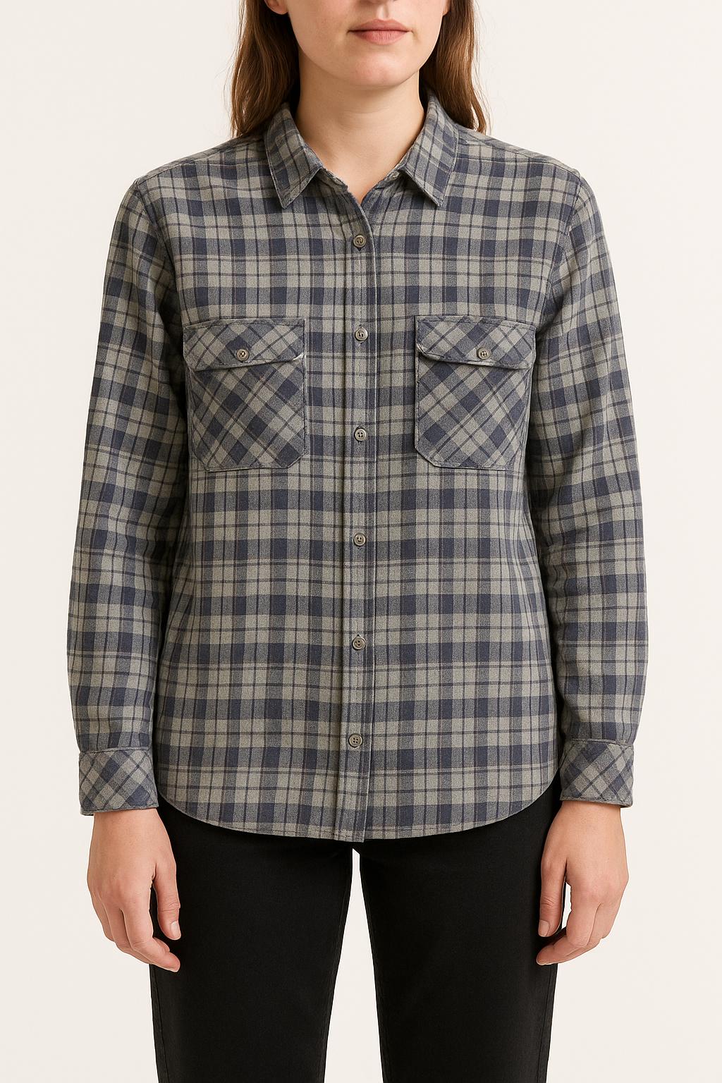 Chemise à Carreaux Grise et Bleue - Taille L/40 de la marque ZAPA | PARAD61290 - Vendu par Paradigme - Image 1