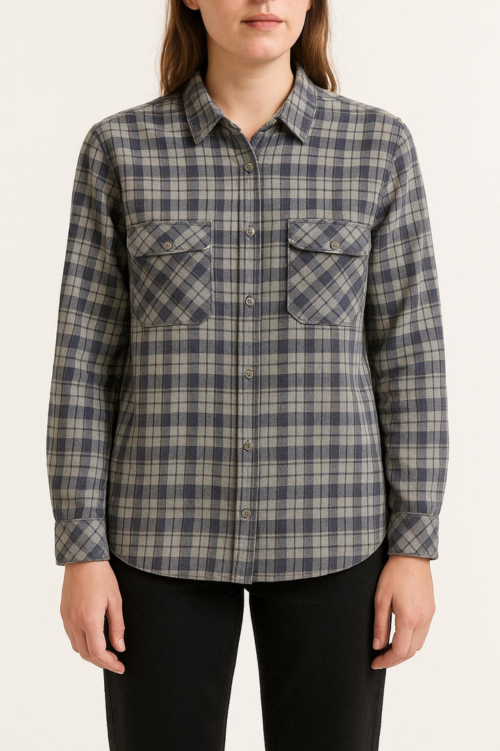 Chemise à Carreaux Grise et Bleue - Taille L/40 de la marque ZAPA | PARAD61290 - Vendu par Paradigme - Image 1