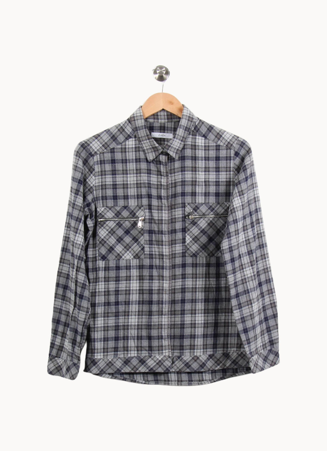Chemise à Carreaux Grise et Bleue - Taille L/40 de la marque ZAPA | PARAD61290 - Vendu par Paradigme - Image 2
