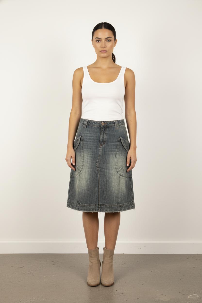 Jupe Midi Bleu - Taille S/36
