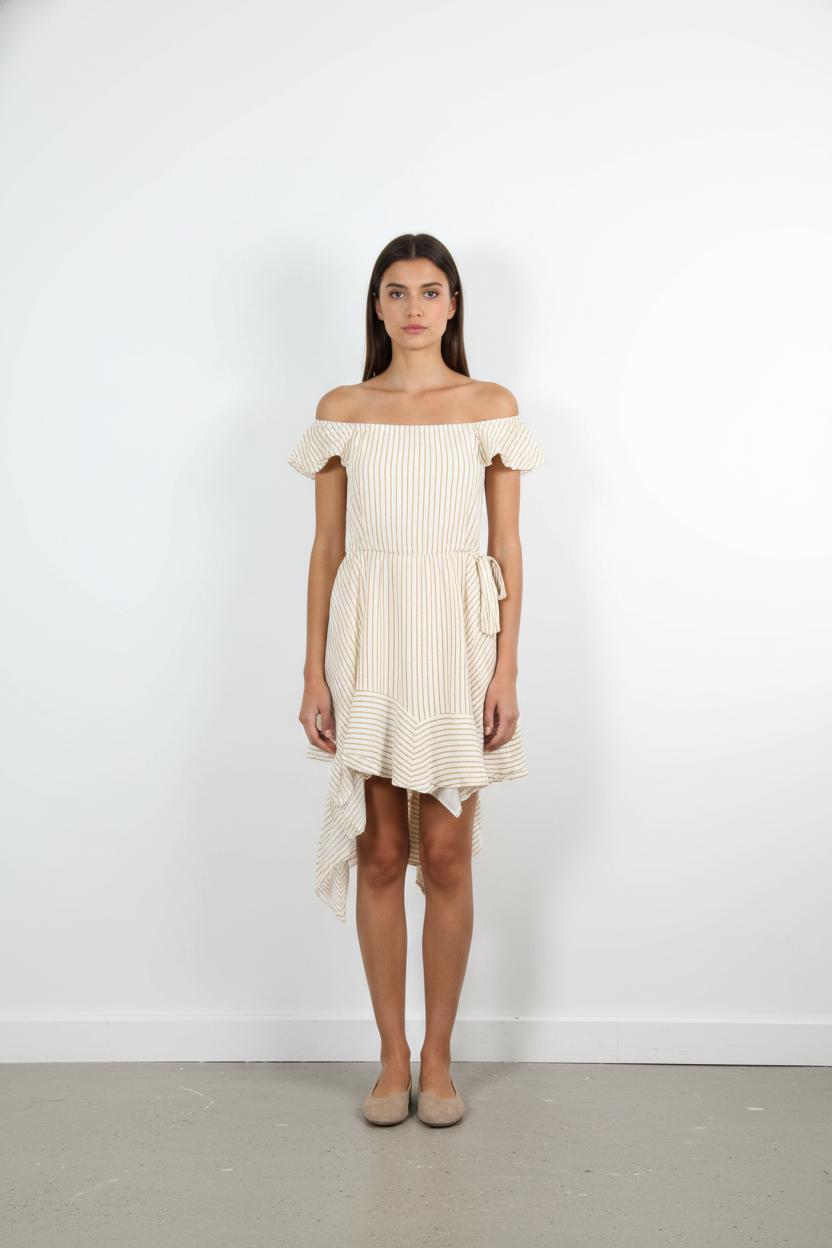 Robe Courte Blanc et Jaune - Taille L/40