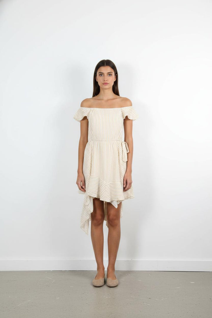 Robe Courte Blanc et Jaune - Taille L/40