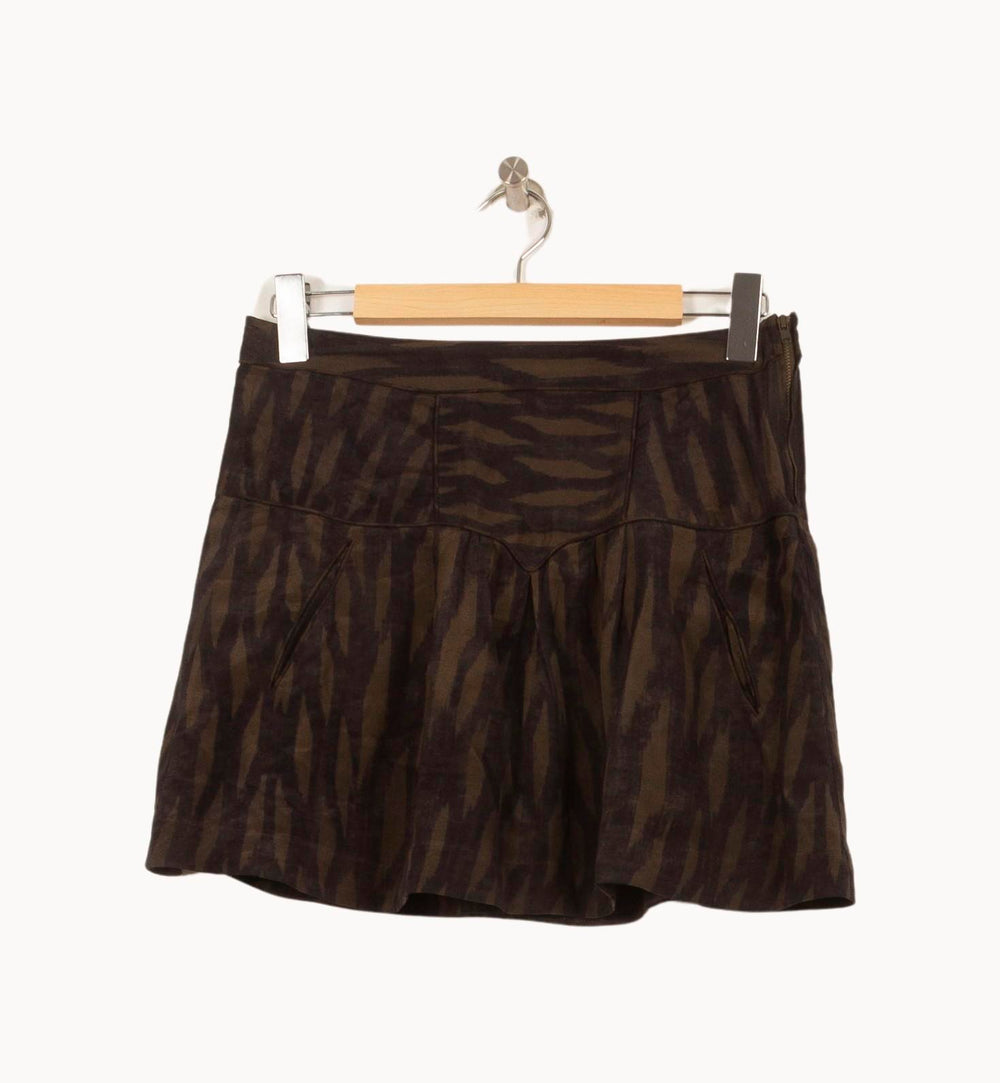 Jupe Courte Marron et Noir - Taille XS/34 de la marque Isabel Marant | PARAD61322 - Vendu par Paradigme - Image 2