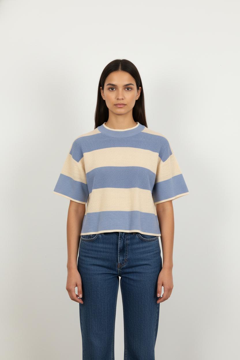 Pull Bleu et Beige - Taille S/36