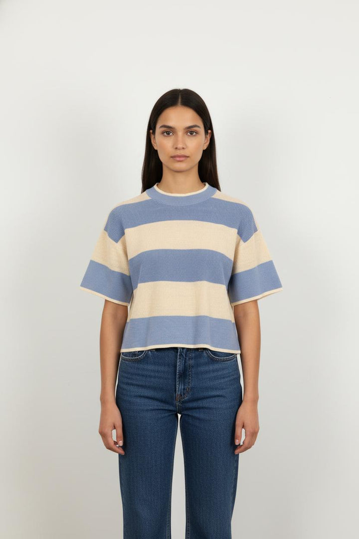 Pull Bleu et Beige - Taille S/36