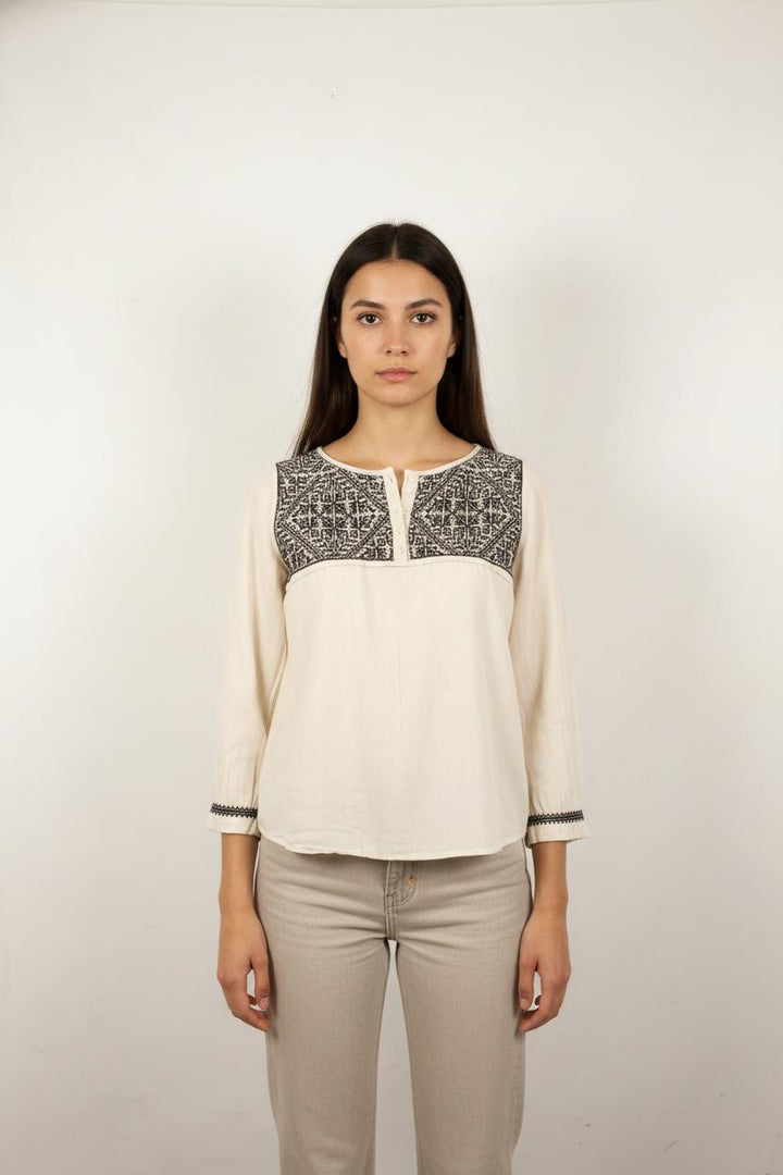 Blouse Blanche et Noire - Taille XS/34