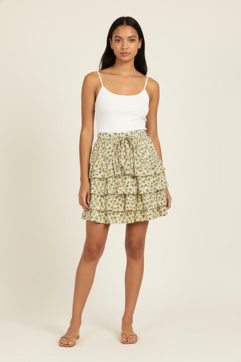 Jupe Volantée Jaune et Bleue - Taille S/36