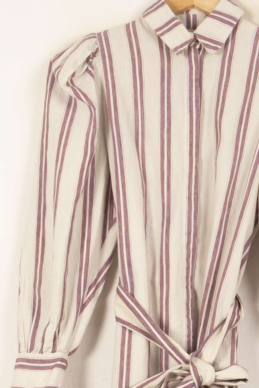 Robe Chemise Beige et Bordeaux - Taille XS/34 de la marque Bérénice | PARAD61415 - Vendu par Paradigme - Image 3