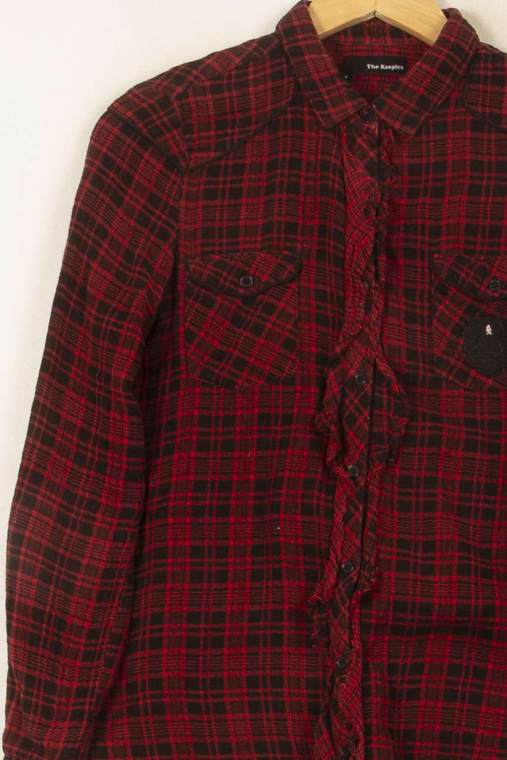 Chemise À Carreaux Bordeaux et Noire - Taille XS/34 de la marque The Kooples | PARAD61416 - Vendu par Paradigme - Image 3