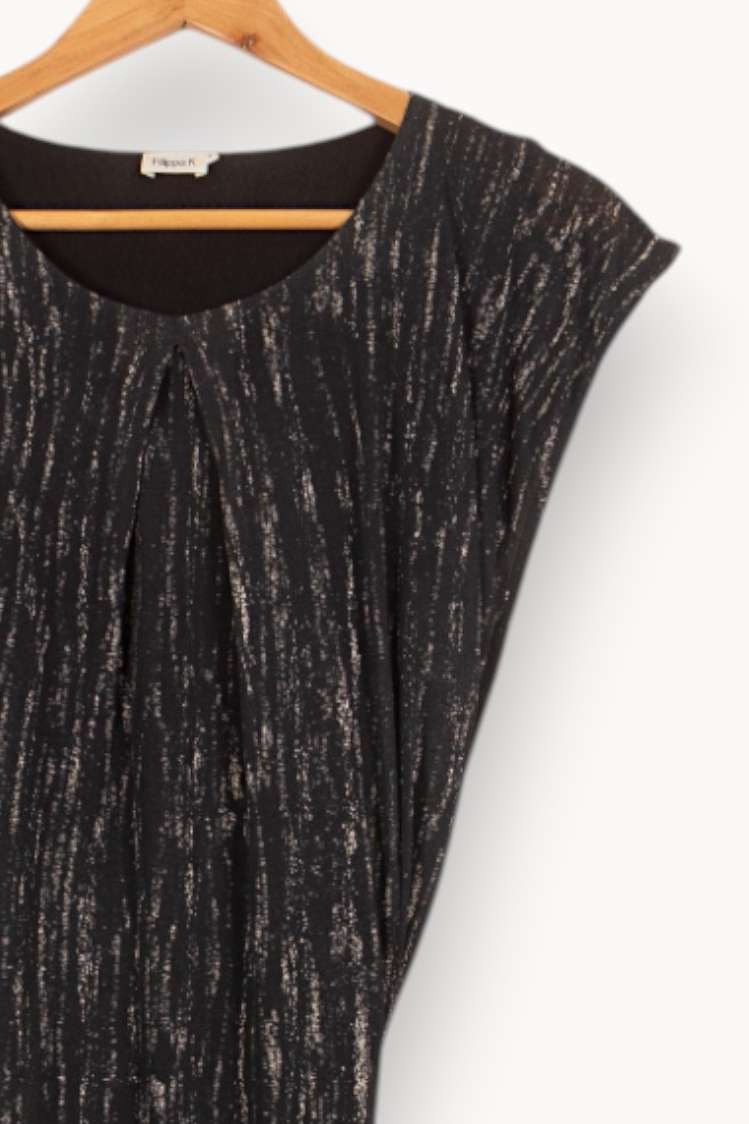 Robe Midi Noire et Argentée - Taille M/38 de la marque Filippa K | PARAD61431 - Vendu par Paradigme - Image 3