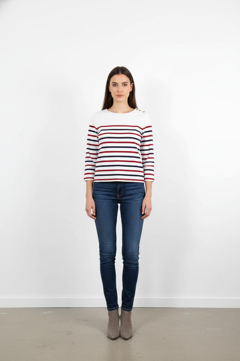 Marinière Blanche et Marine - Taille S/36