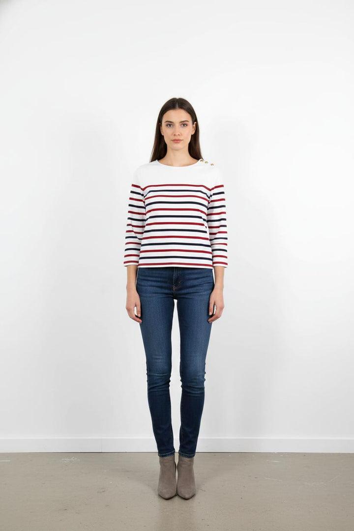Marinière Blanche et Marine - Taille S/36