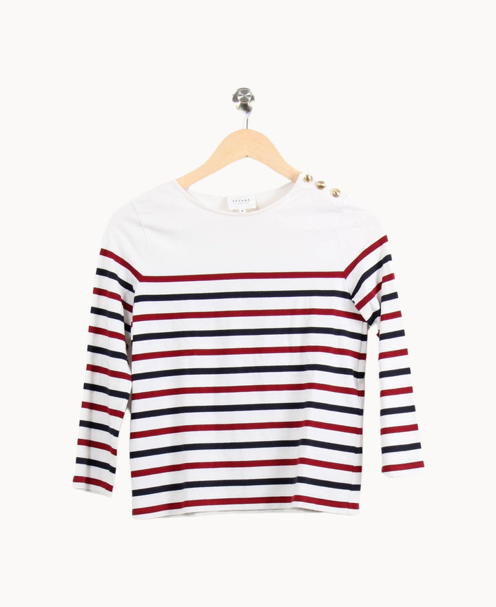 Marinière Blanche et Marine - Taille S/36 de la marque Sézane | PARAD61442 - Vendu par Paradigme - Image 2