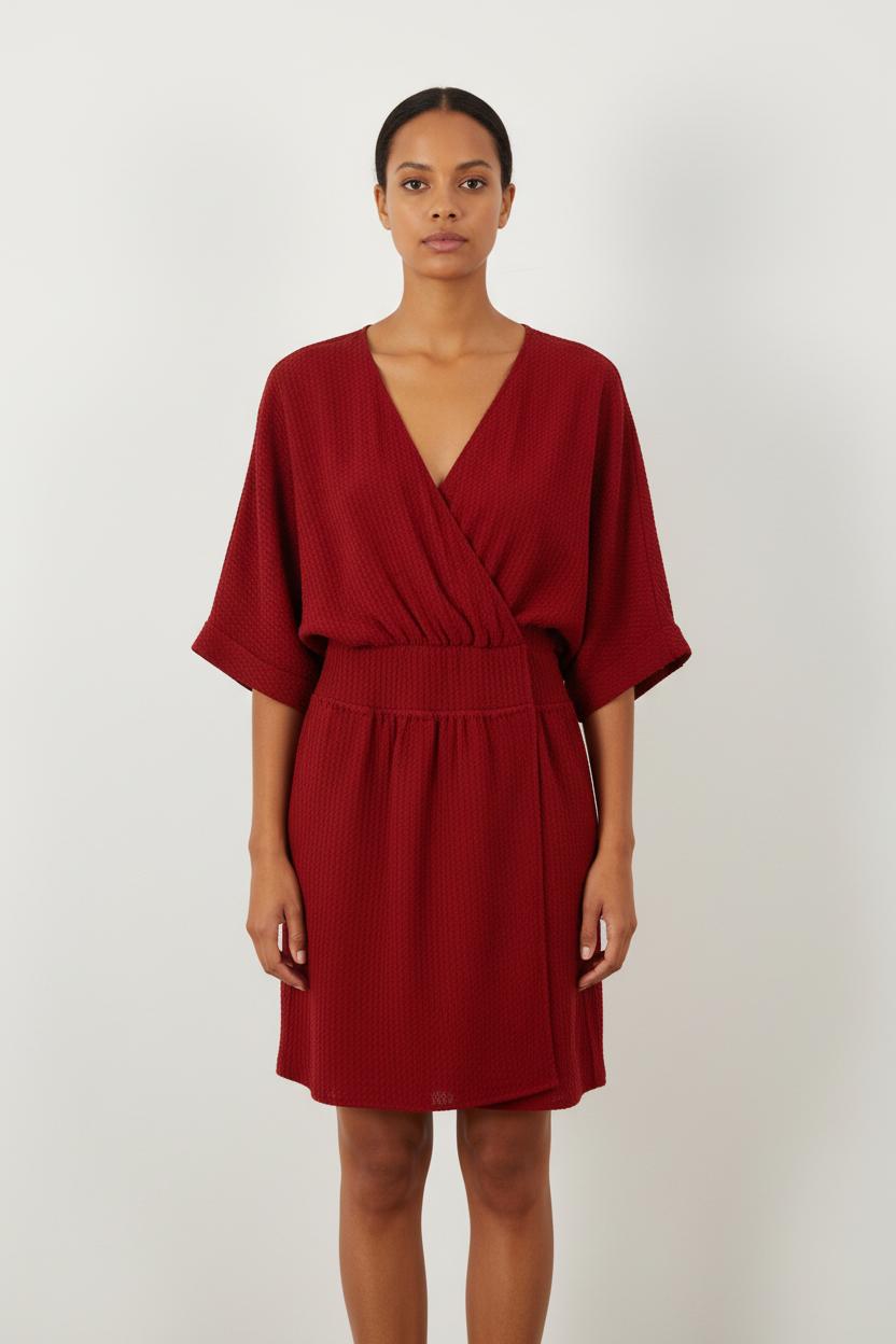 Robe Cache-Cœur Rouge - Taille XS/34