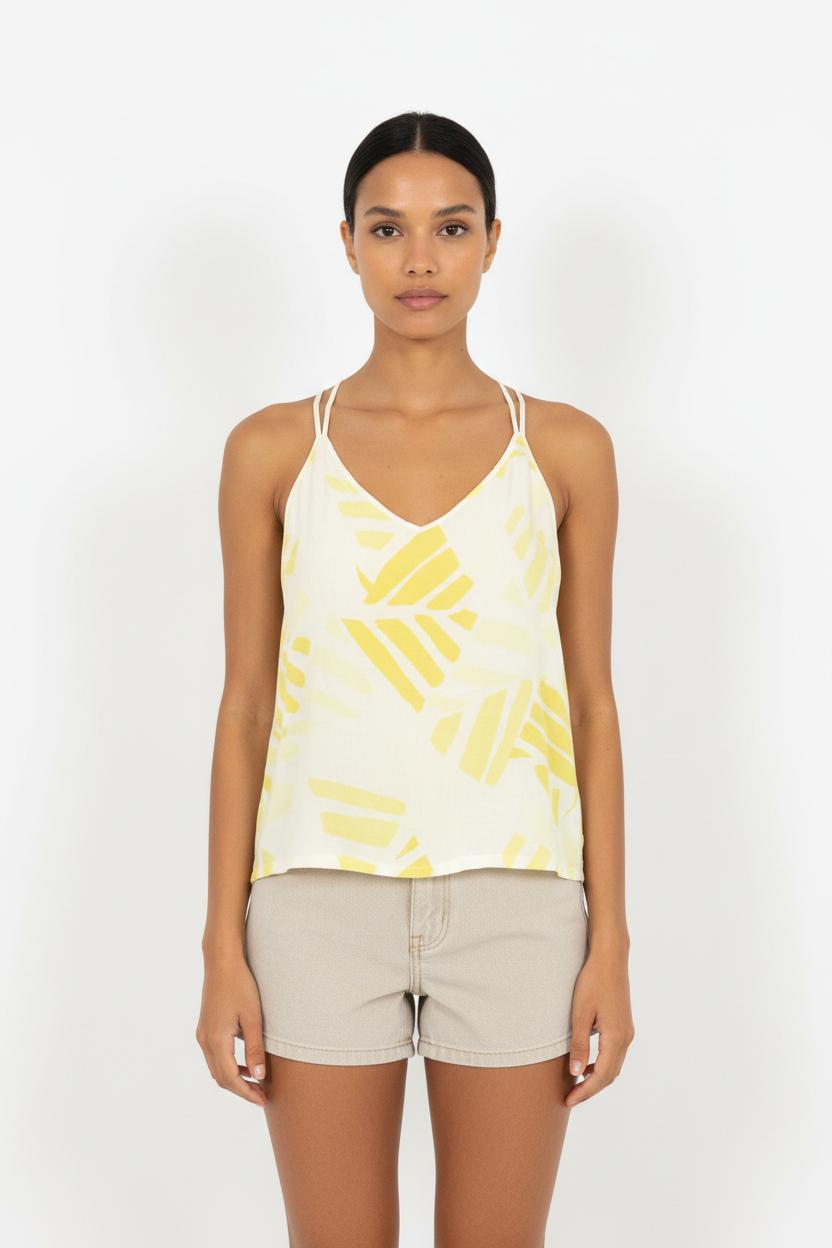 Débardeur Blanc et Jaune - Taille XS/34