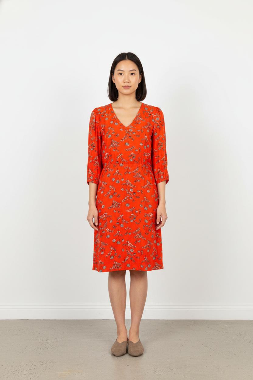 Robe Fleurie Orange - Taille XS/34