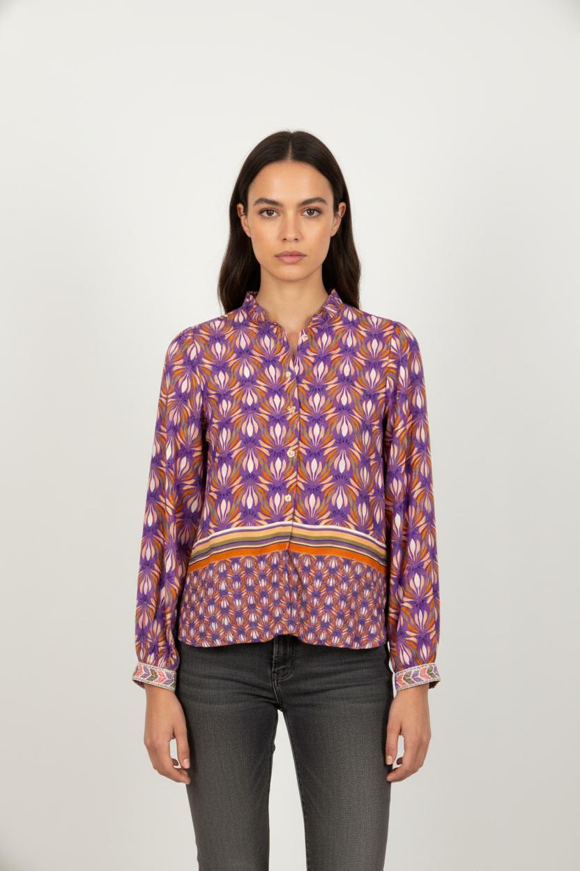 Blouse Violette et Orange - Taille S/36