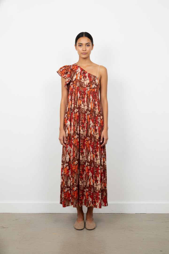 Robe Longue Rouge et Beige - Taille M/38