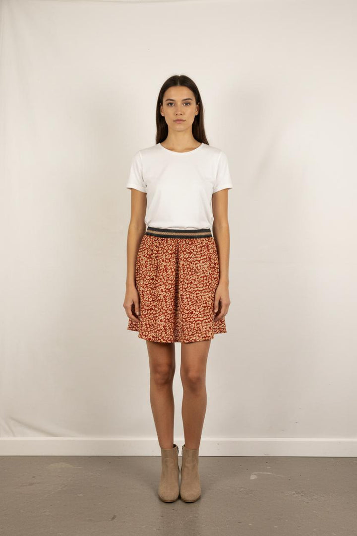 Jupe Courte Rouge et Beige - Taille M/38