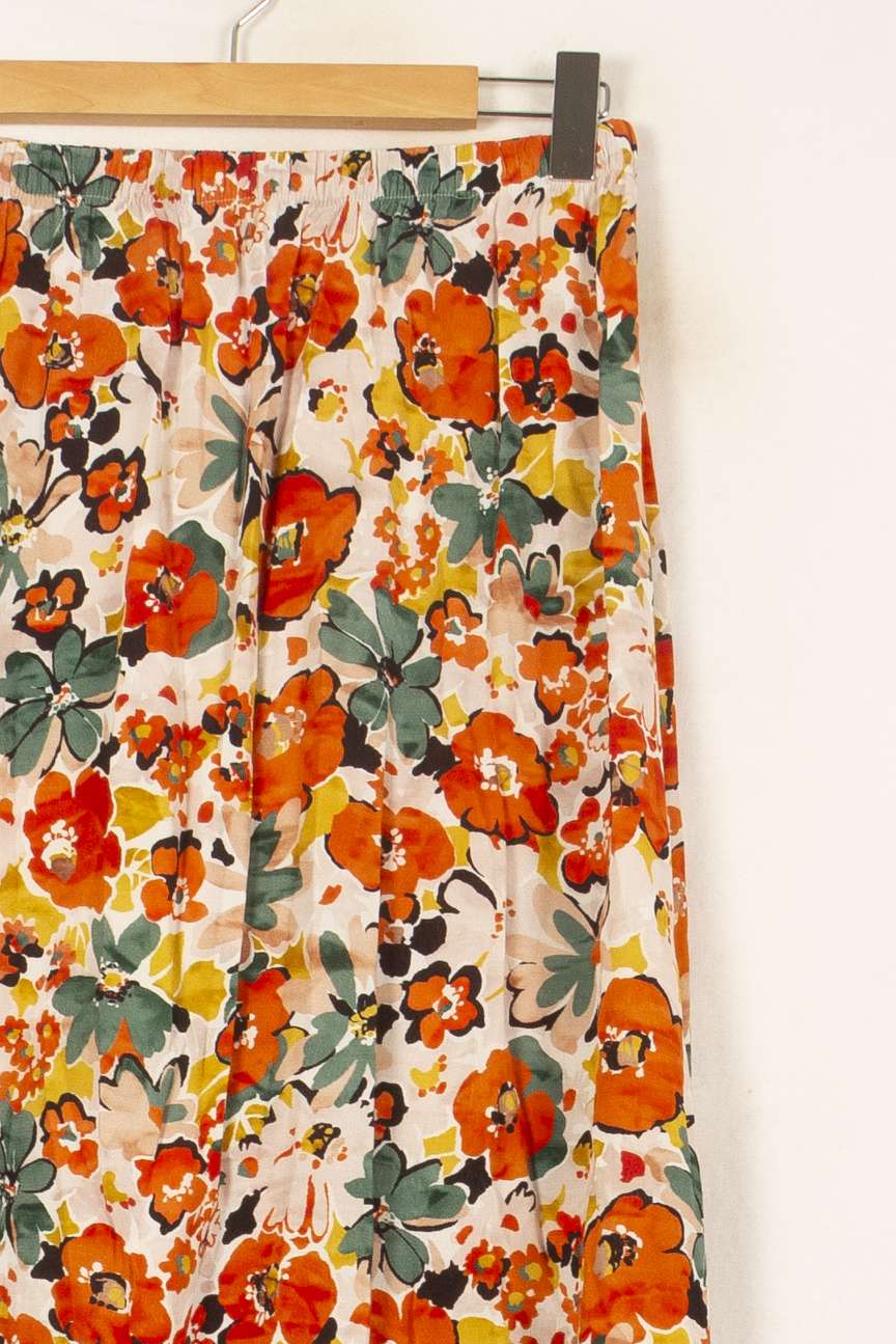Jupe Midi Fleurie Orange et Noire - Taille L/40 de la marque Imprevu | PARAD61559 - Vendu par Paradigme - Image 3