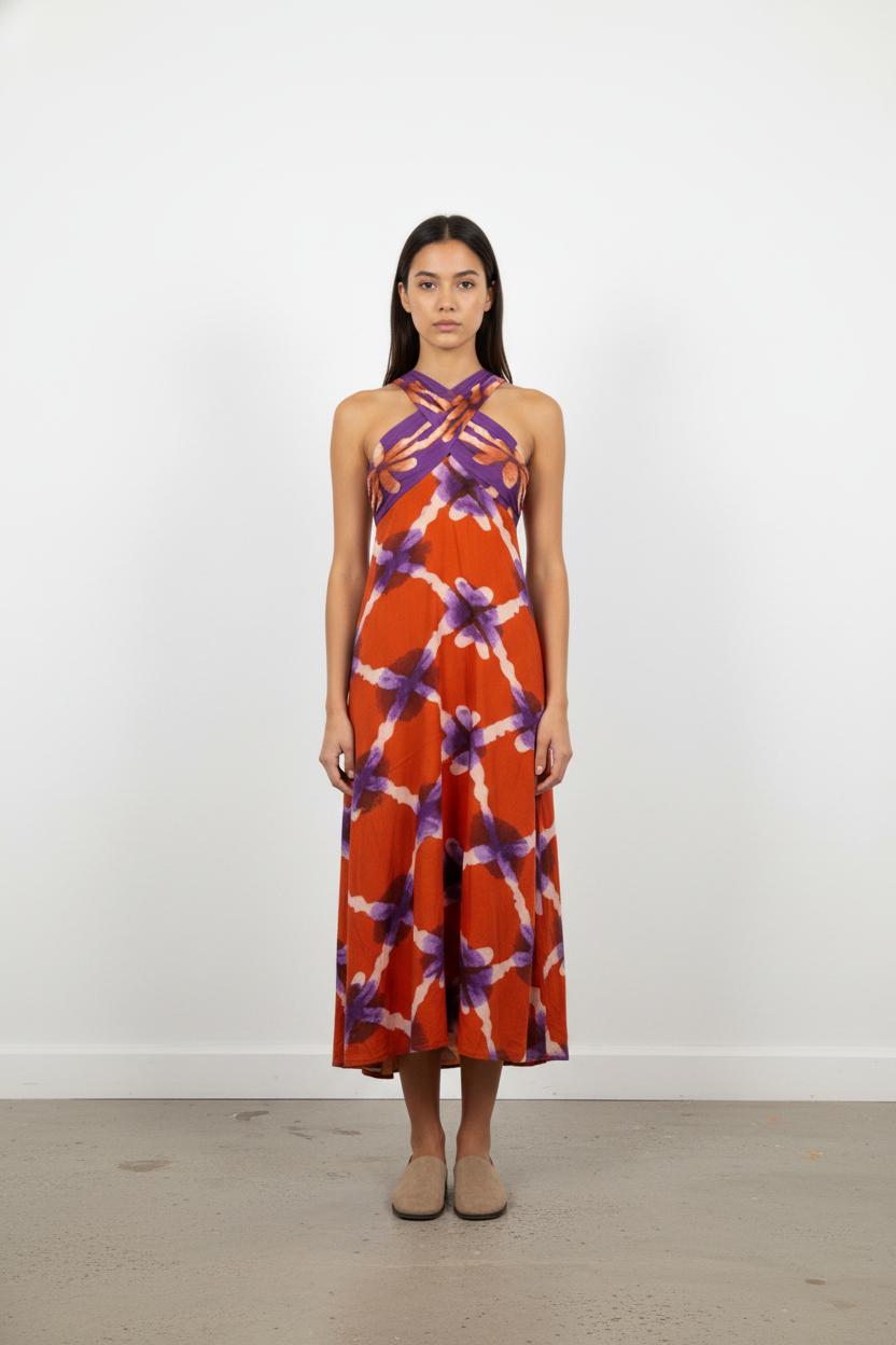 Robe Longue Orange et Violette - Taille XS/34