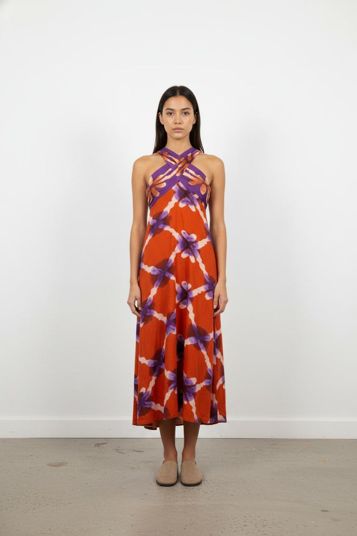 Robe Longue Orange et Violette - Taille XS/34