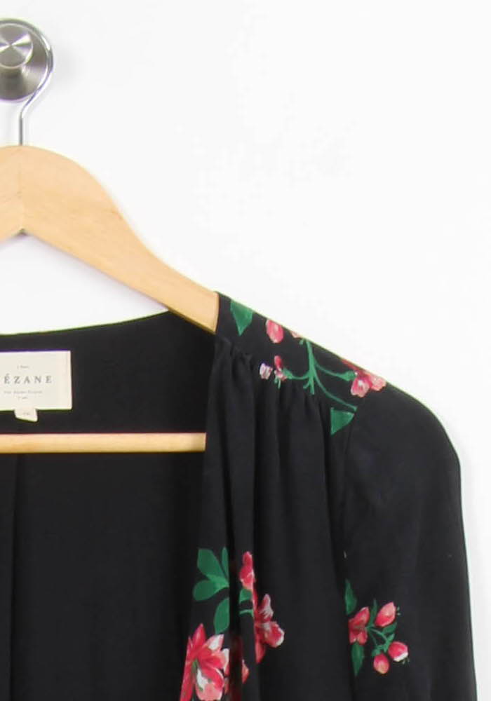 Robe Fleurie Noire et Rose - Taille M/38 de la marque Sézane | PARAD61571 - Vendu par Paradigme - Image 3