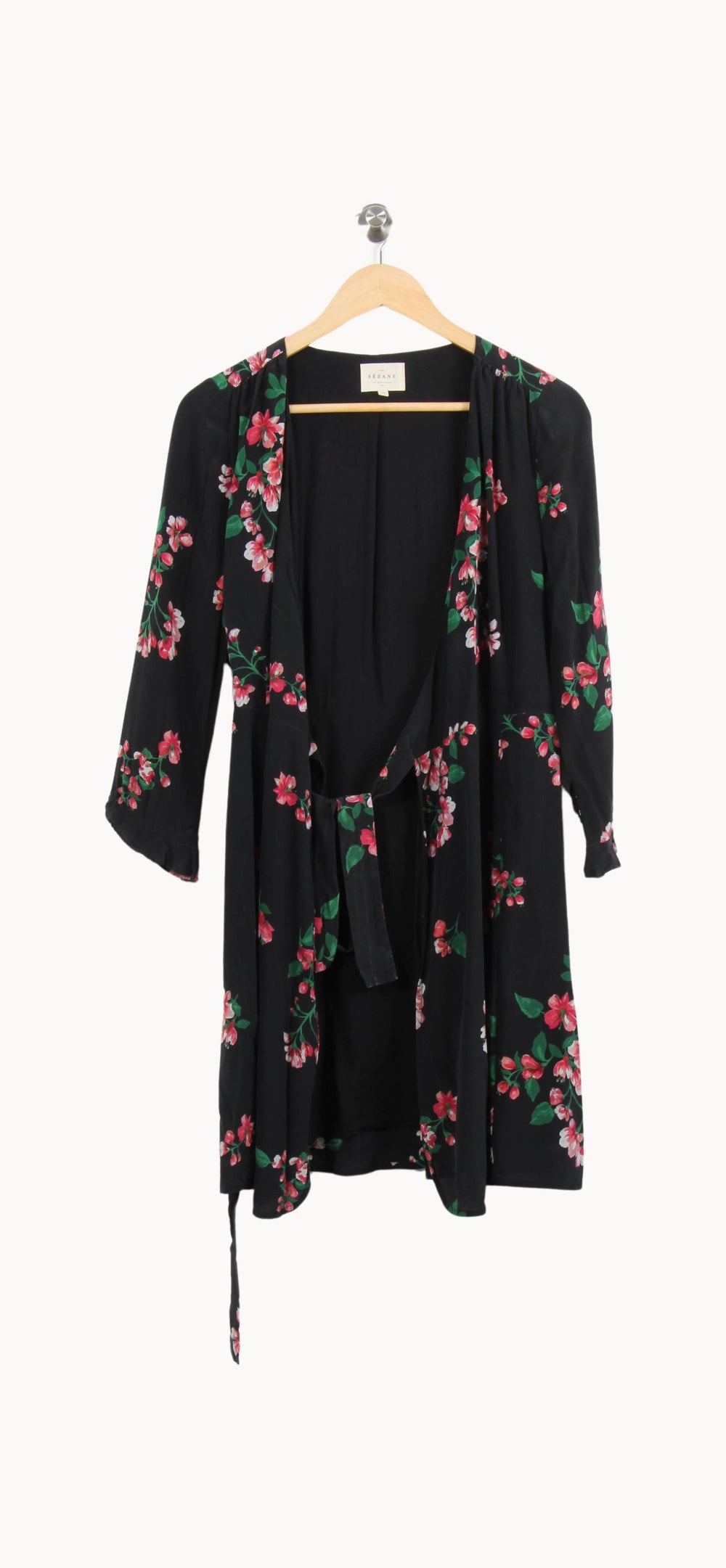 Robe Fleurie Noire et Rose - Taille M/38 de la marque Sézane | PARAD61571 - Vendu par Paradigme - Image 2
