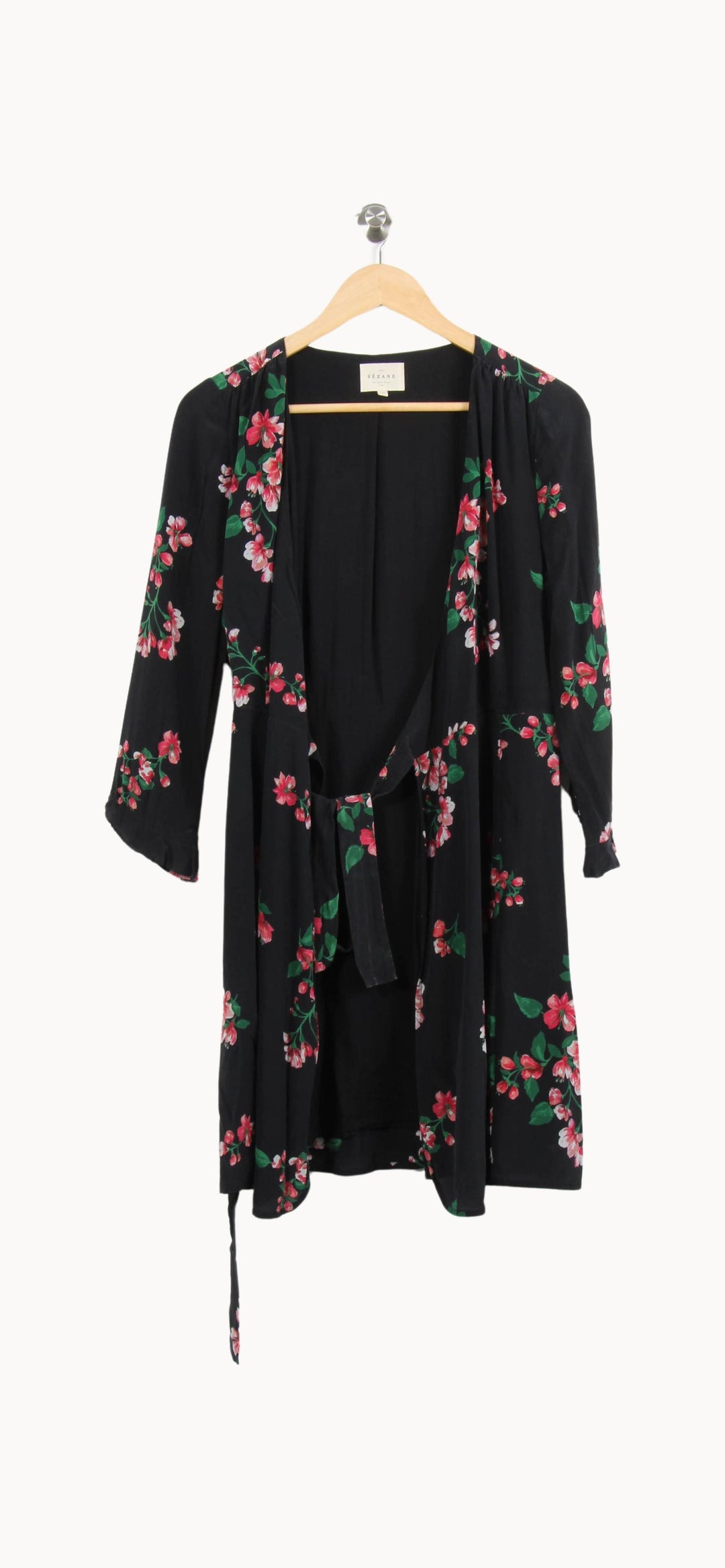 Robe Fleurie Noire et Rose - Taille M/38 de la marque Sézane | PARAD61571 - Vendu par Paradigme - Image 2