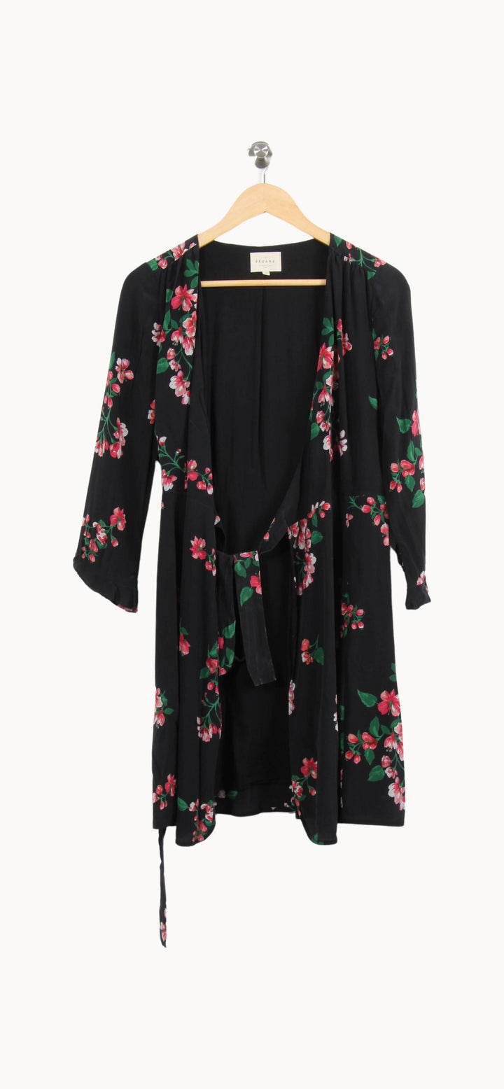 Robe Fleurie Noire et Rose - Taille M/38 de la marque Sézane | PARAD61571 - Vendu par Paradigme - Image 2
