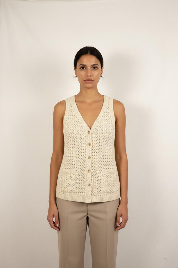 Gilet Sans Manches Écru - Taille S/36