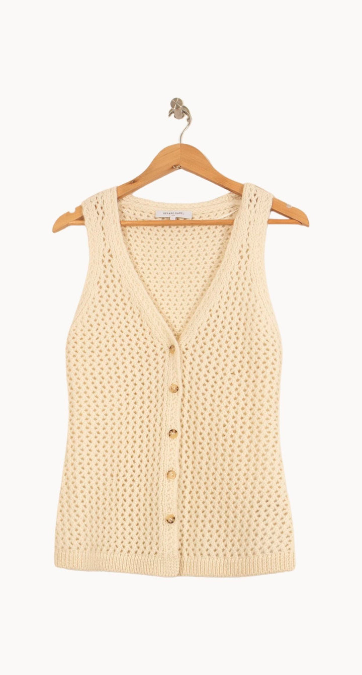 Gilet Sans Manches Écru - Taille S/36 de la marque Gerard Darel | PARAD61610 - Vendu par Paradigme - Image 2