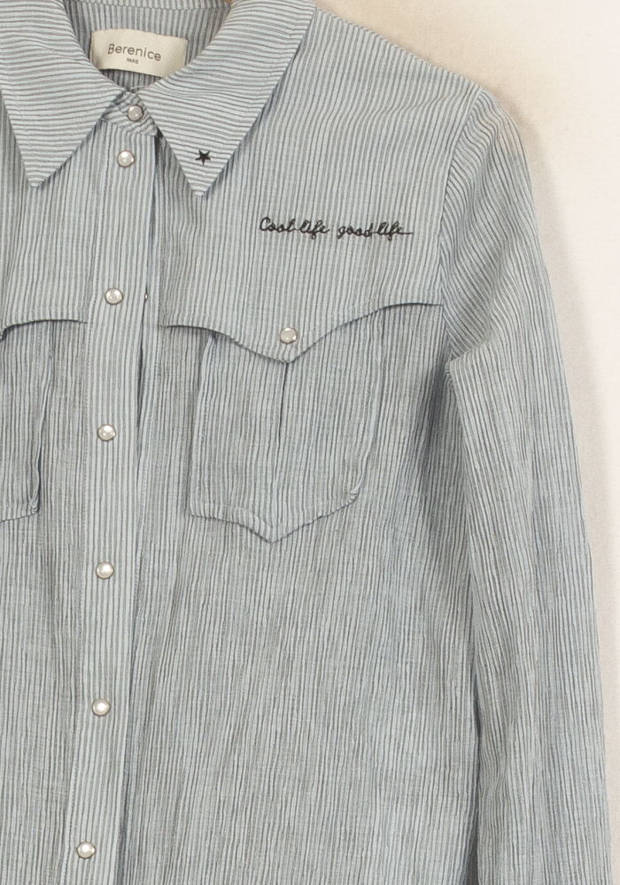 Chemise Rayée Bleue et Blanche - Taille S/36 de la marque Bérénice | PARAD61611 - Vendu par Paradigme - Image 3