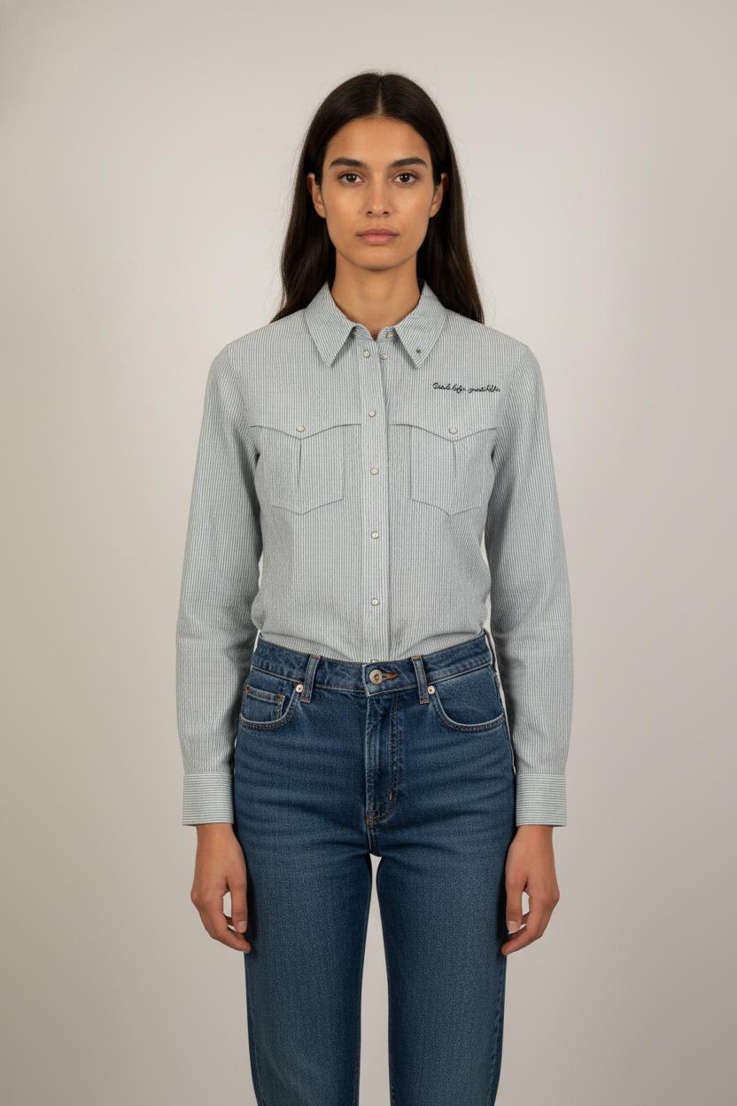 Chemise Rayée Bleue et Blanche - Taille S/36