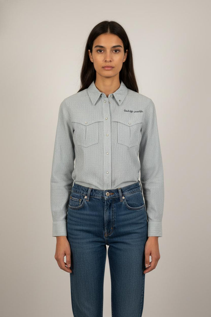 Chemise Rayée Bleue et Blanche - Taille S/36
