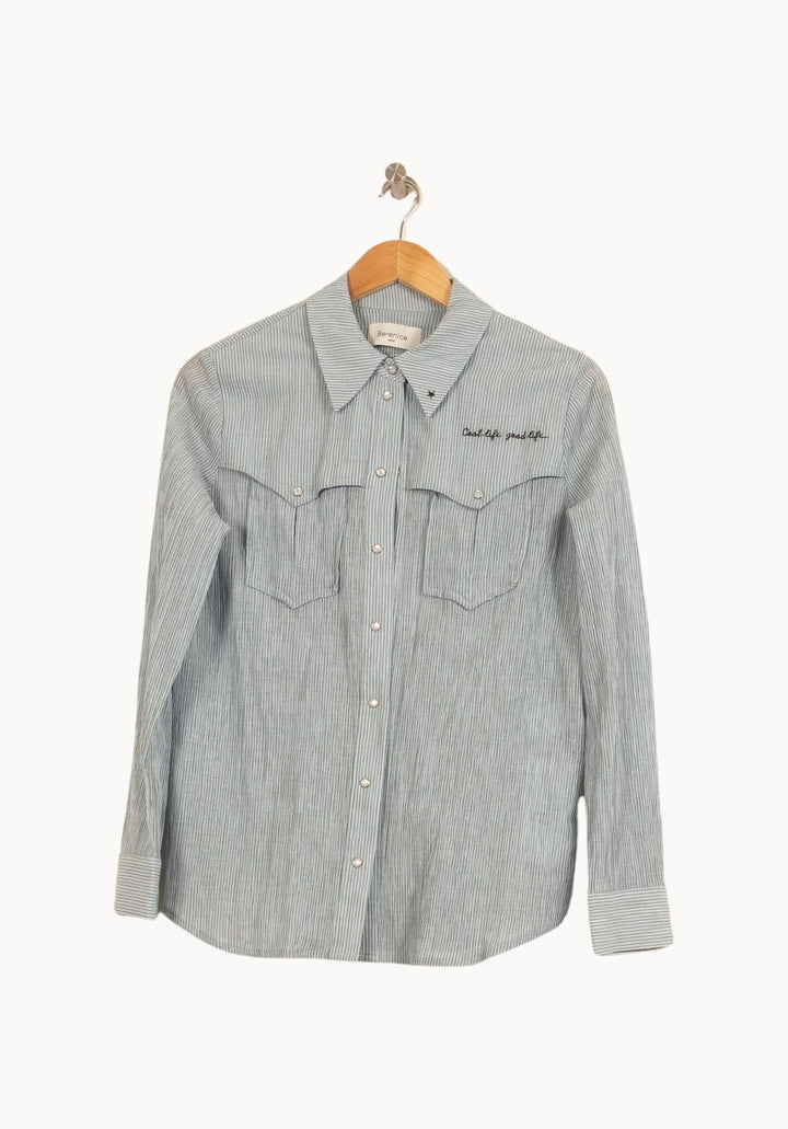 Chemise Rayée Bleue et Blanche - Taille S/36 de la marque Bérénice | PARAD61611 - Vendu par Paradigme - Image 2