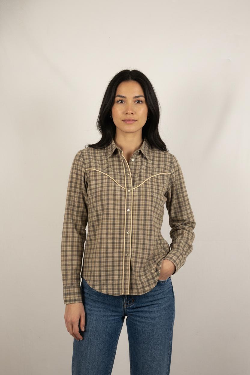 Chemise Carreaux Beige et Marron - Taille S/36