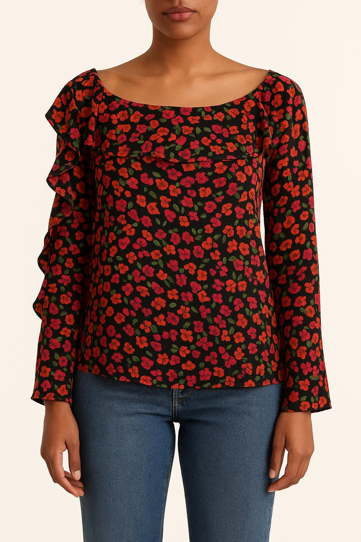 Blouse Noire et Fleurie - Taille M/38 de la marque The Kooples | PARAD61642 - Vendu par Paradigme - Image 1