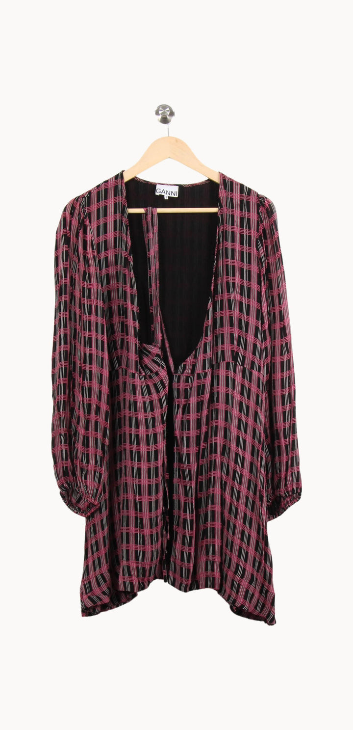 Robe Courte Noire et Rose - Taille XL/42 de la marque Ganni | PARAD61643 - Vendu par Paradigme - Image 2