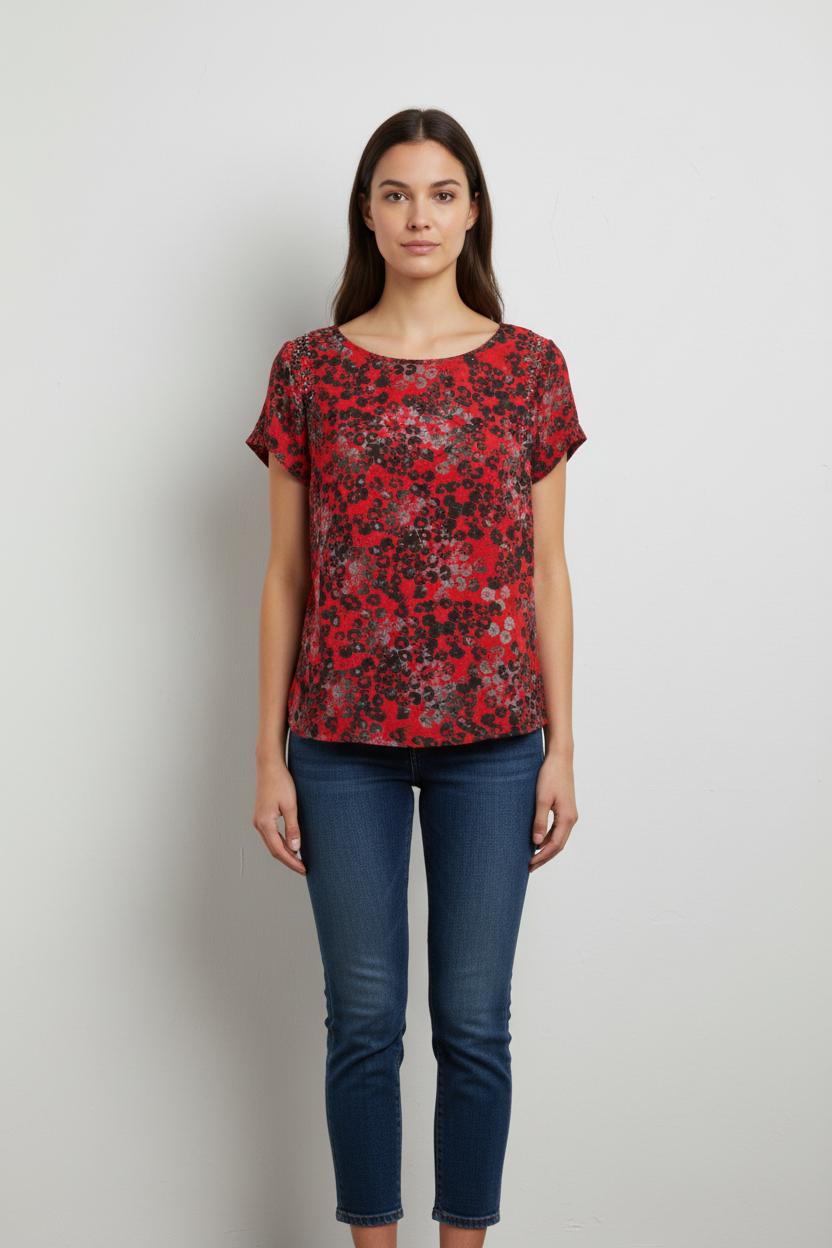 Blouse Rouge et Noire - Taille M/38