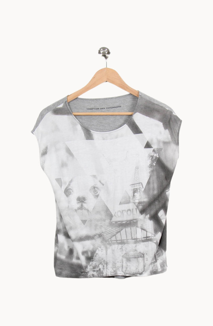 Tee-shirt Gris et Blanc - Taille S/36 de la marque Comptoir des Cotonniers | PARAD61666 - Vendu par Paradigme - Image 2