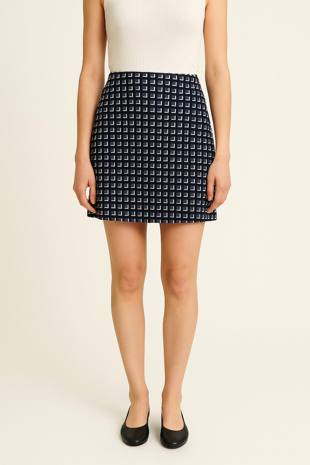 Jupe Droite Bleu et Blanc - Taille S/36 de la marque La Fée Maraboutée | PARAD61678 - Vendu par Paradigme - Image 1