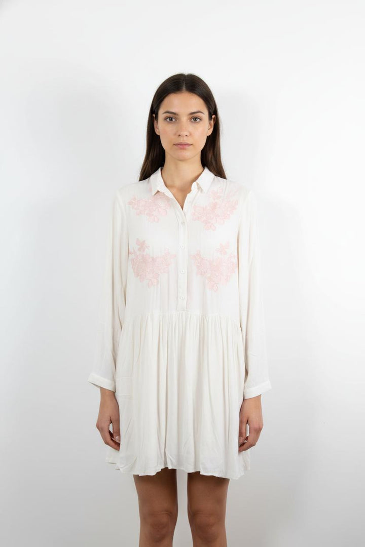 Robe Chemise Blanche et Rose - Taille S/36