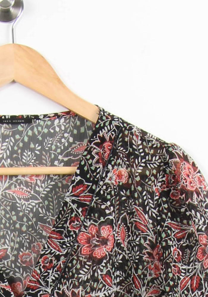 Robe Fleurie Noire et Rouge - Taille XL/42 de la marque IKKS | PARAD61736 - Vendu par Paradigme - Image 3