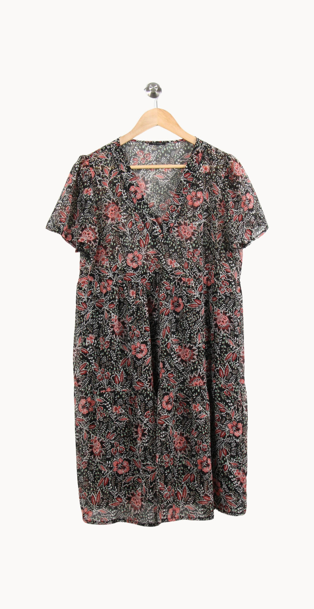 Robe Fleurie Noire et Rouge - Taille XL/42 de la marque IKKS | PARAD61736 - Vendu par Paradigme - Image 2