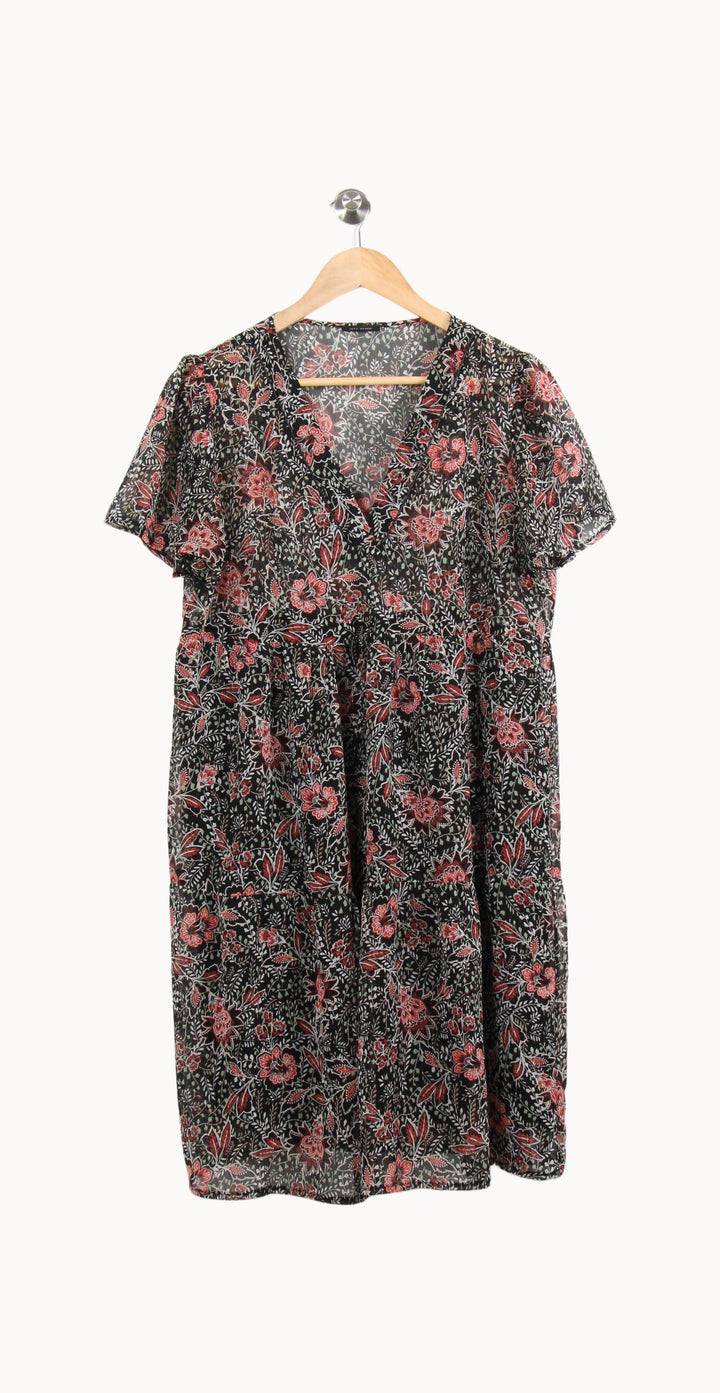 Robe Fleurie Noire et Rouge - Taille XL/42 de la marque IKKS | PARAD61736 - Vendu par Paradigme - Image 2