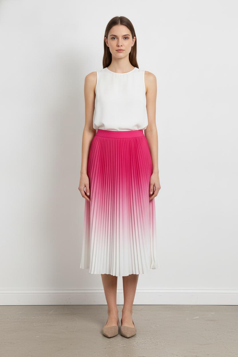 Jupe Longue Plissée Rose et Blanche - Taille XL/42 de la marque Maison 123 | PARAD61752 - Vendu par Paradigme - Image 1