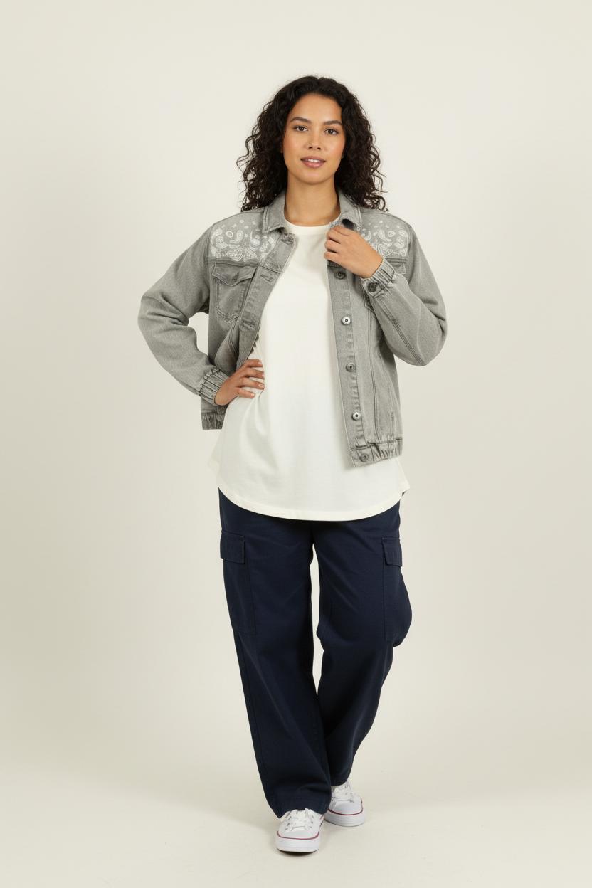 Veste en Jean Grise - Taille M/38 de la marque IKKS | PARAD61754 - Vendu par Paradigme - Image 1